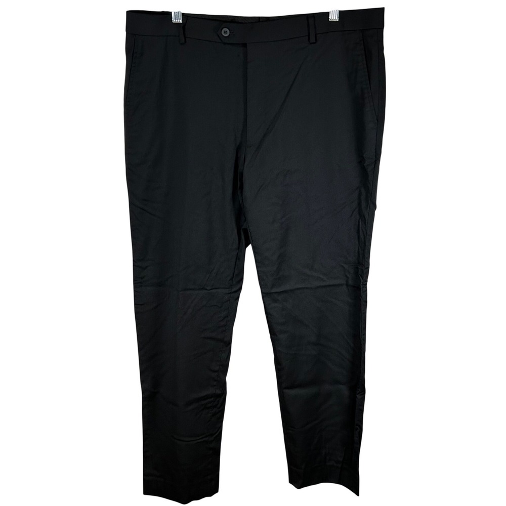 Awearness Kenneth Cole Mens 38x32 Black Wool Blend Dress Pants Flat Front